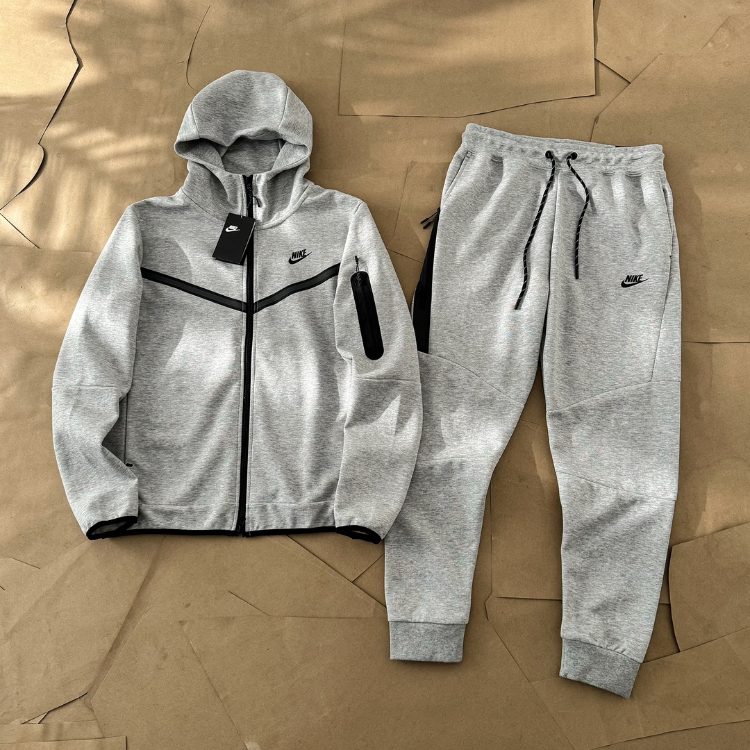 Nike Tech Fleece Windrunner Jacket and Sweatpants Set - Light Grey 2 i1712681644 4445 0