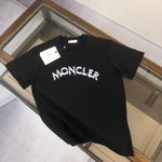 Moncler Clothing T-Shirt Black Blue Grey White Printing Spring/Summer Collection Fashion Short Sleeve