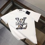 Louis Vuitton Clothing T-Shirt Black Doodle White Printing Spring/Summer Collection Fashion Short Sleeve
