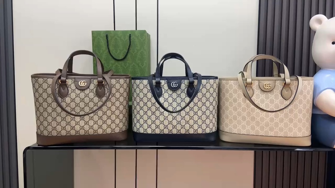 Gucci The new GGOphidia series GG mini tote bag is shipped in three colors/PVC! 31cm model: 765043 combination short video