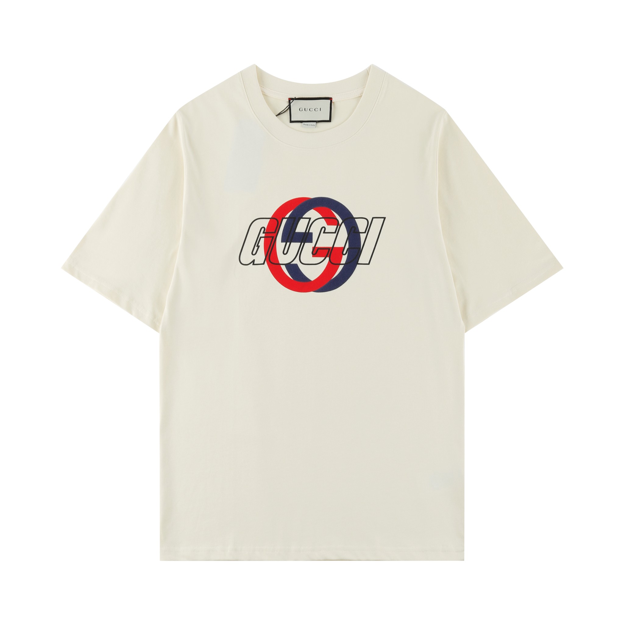 GUCC 2024SS nueva camiseta de manga corta de primavera/verano, logotipo doble G de colores con técnica de impresión en …