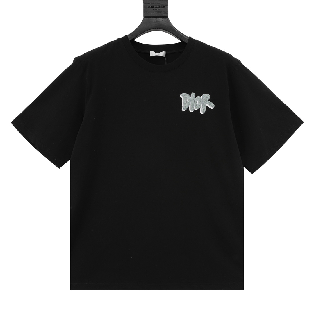 Camiseta de manga corta para parejas con logotipo bordado de cepillo de dientes superpuesto DIOR / Dior 24 Summer Limit…