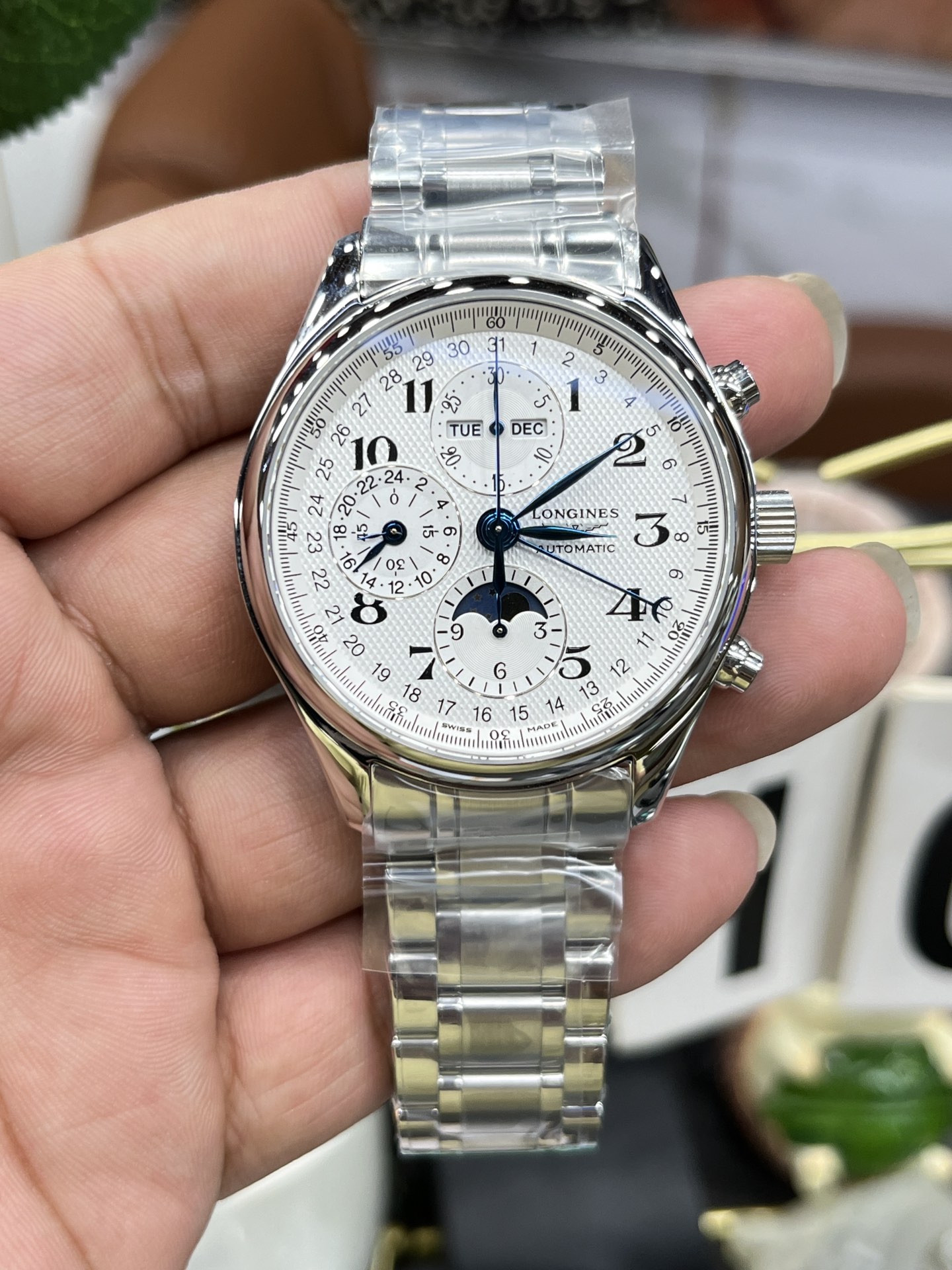 론진 8핸즈 문페이즈 42mm GS공장 크로노그래프 시계 레플리카 44486