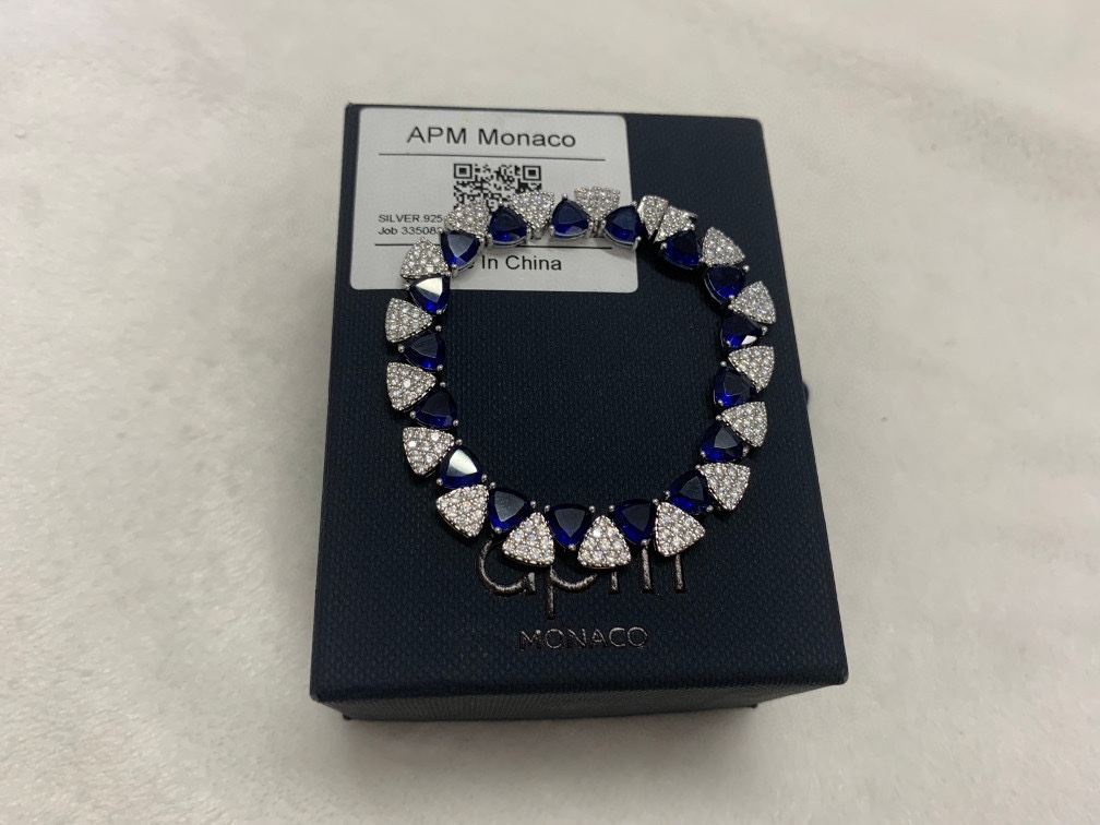 APM Monaco Joalheria Pulseira Azul Branco Fashion