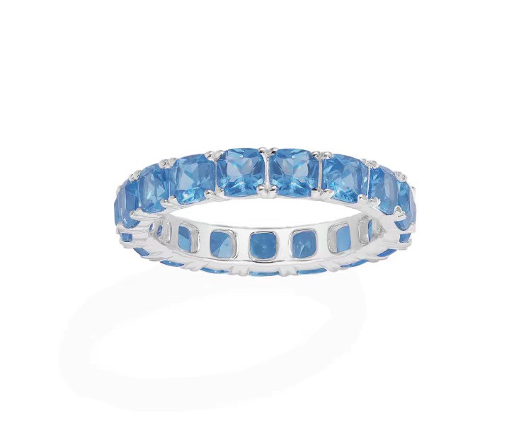 ¥145 A¥m Monaco Blue Square ring microgeometric fashion ring birthday gift。