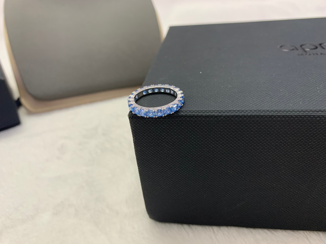 ¥145 A¥m Monaco Blue Square ring microgeometric fashion ring birthday gift。 - 图片 2