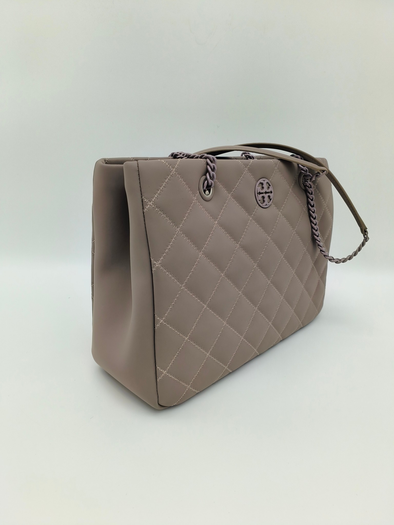 Tory Burch ～003#最新款 手提包 单肩包 磨沙皮 菱格车线工艺 袋口有磁扣 中格一拉链 容量大