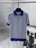 Dior Clothing Knit Sweater Polo T-Shirt Knitting Short Sleeve