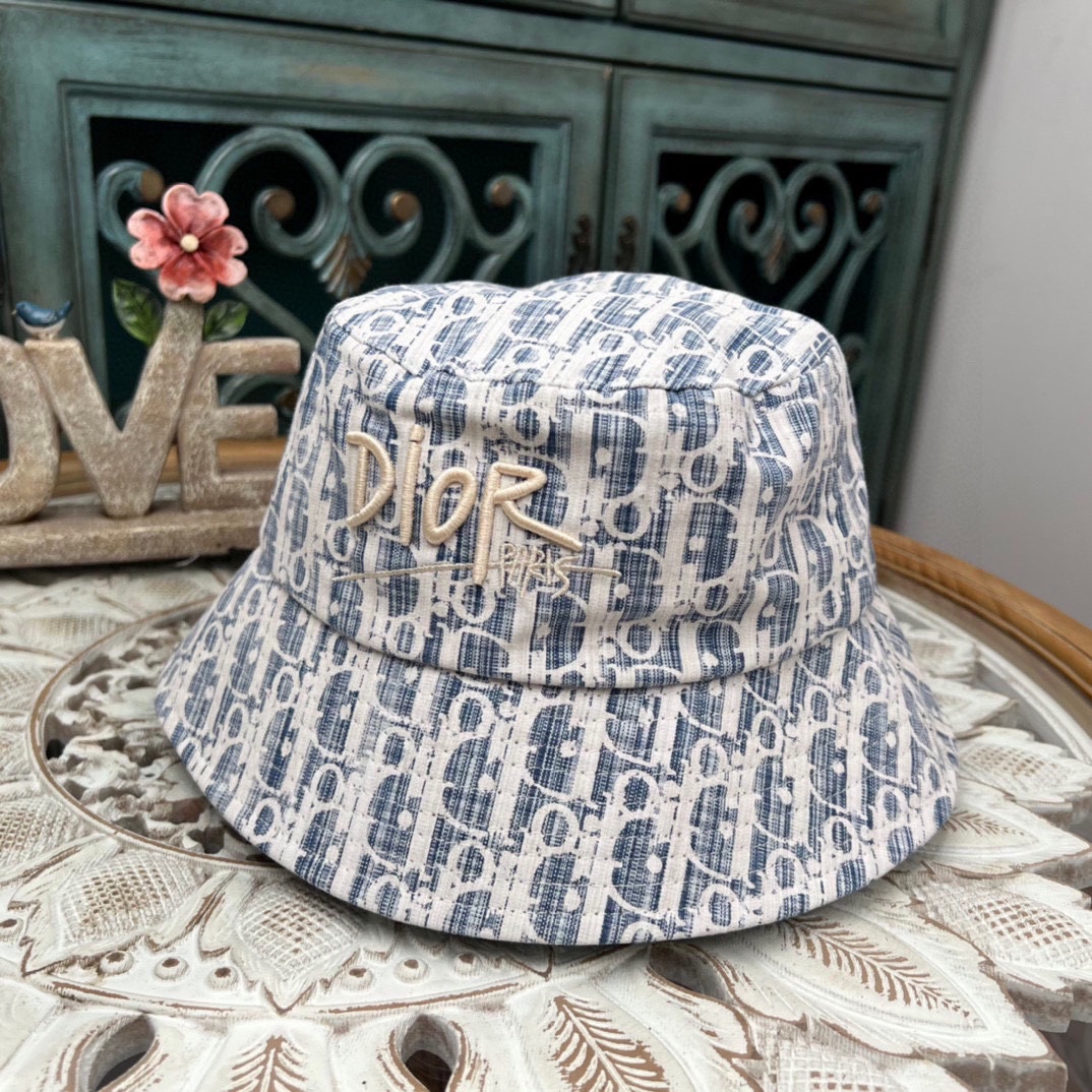 Sombrero de pescador Dior, casual y versátil, ¡genial! Corona alta y voluminosa, forma perfecta, líneas suaves y natura…