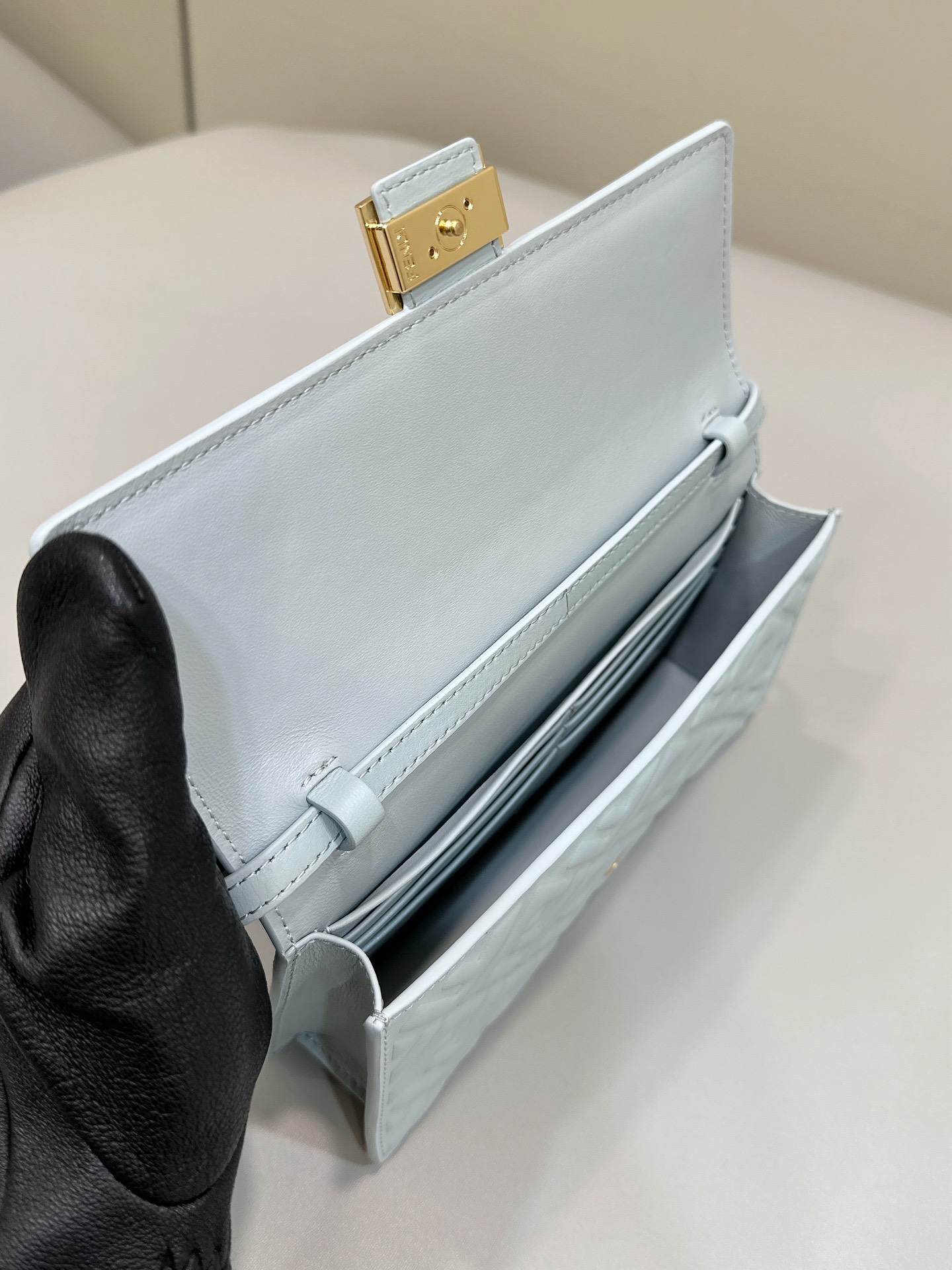 Fendi Baguette Chain Wallet in Light Blue Nappa Leather with FF Motif 10 i1712910092 1678 8