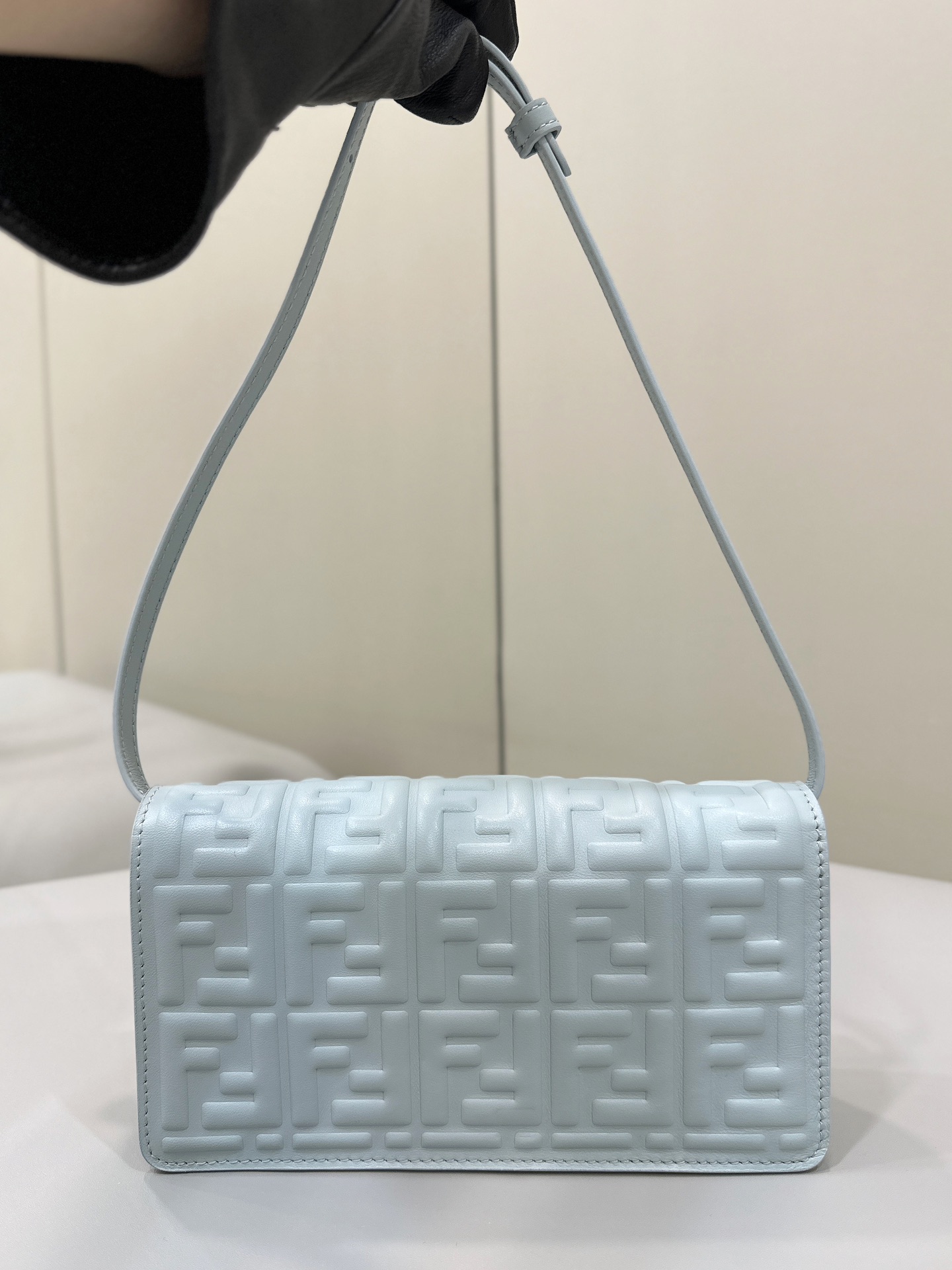 Fendi Baguette Chain Wallet in Light Blue Nappa Leather with FF Motif 5 i1712910092 5460 3