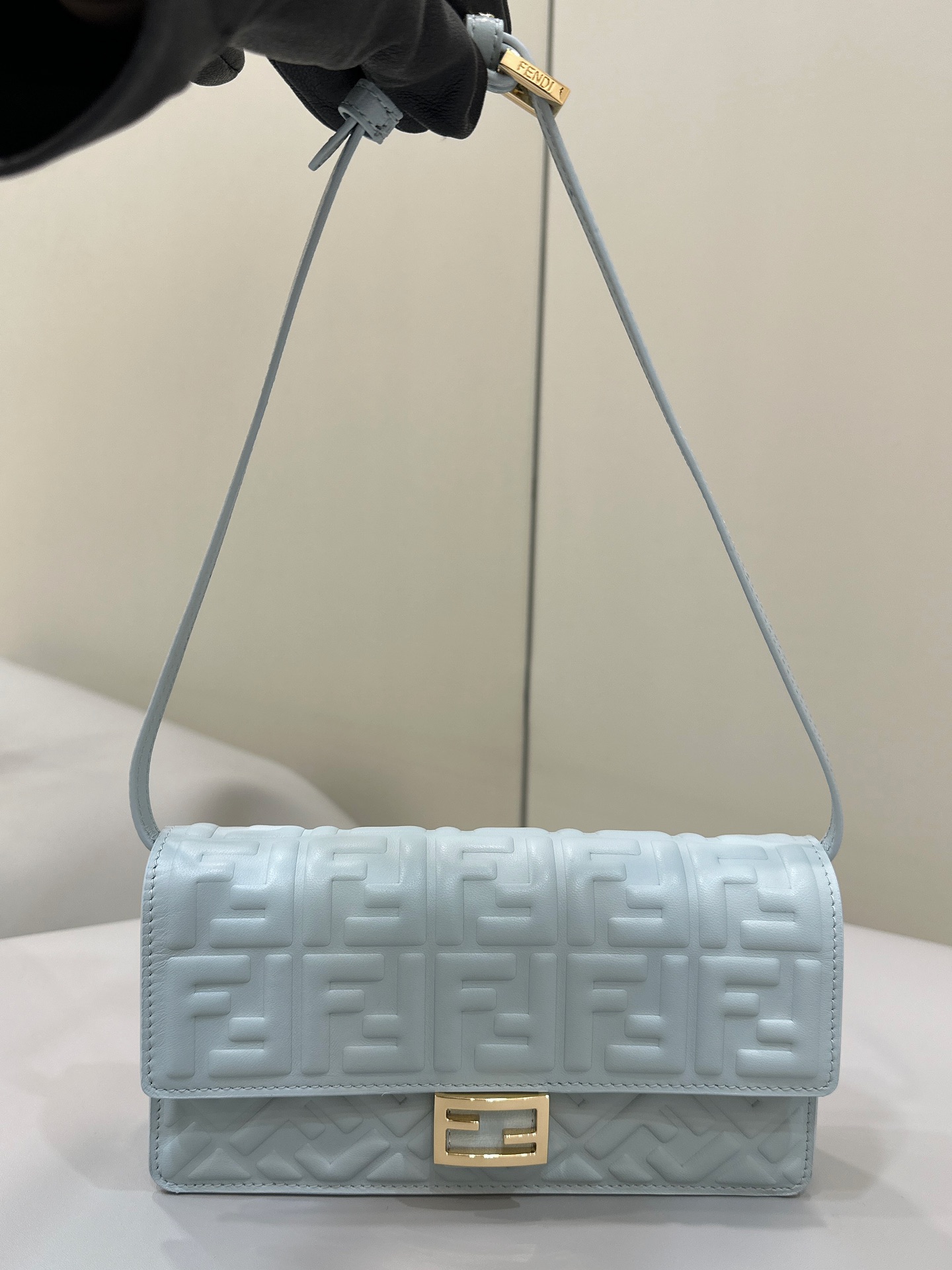 Fendi Baguette Chain Wallet in Light Blue Nappa Leather with FF Motif 3 i1712910092 6191 1