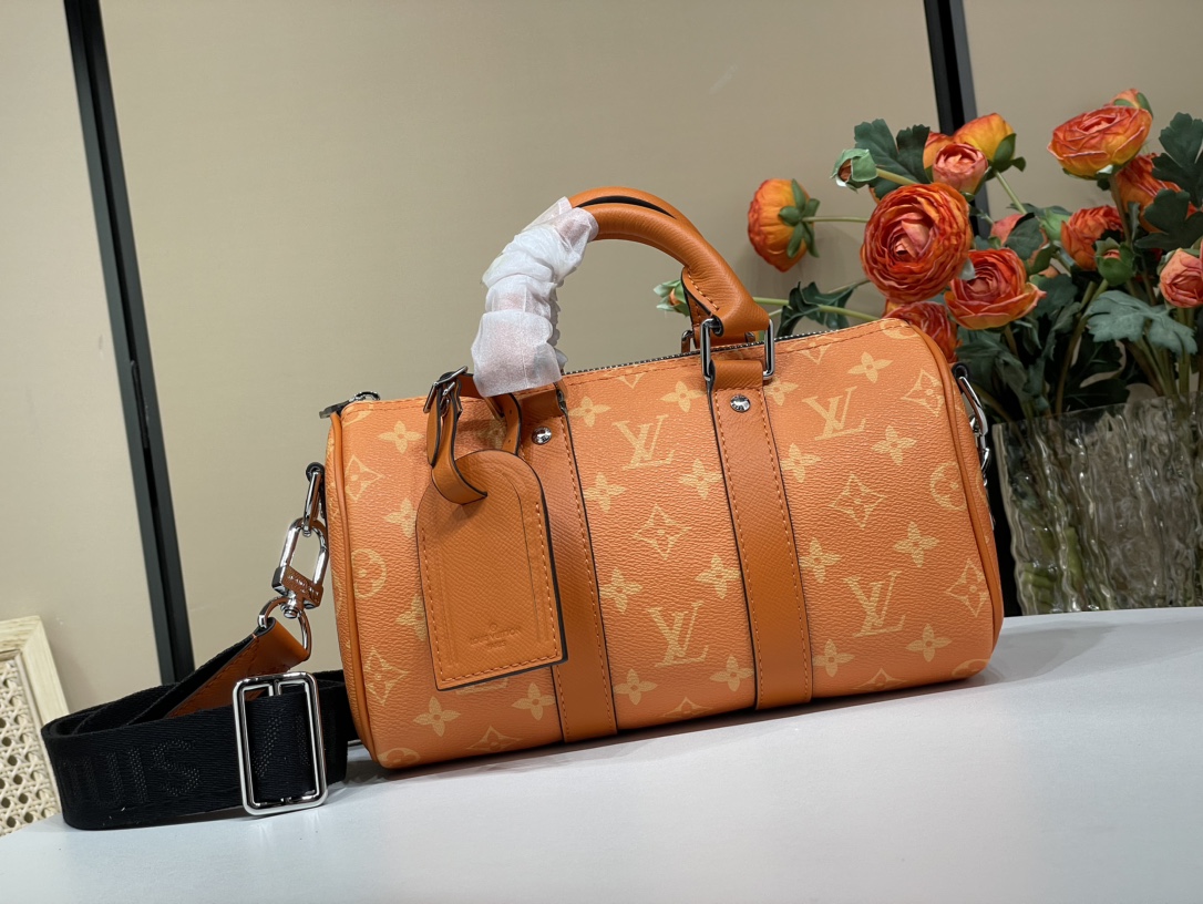 De beste betaalbare
 Louis Vuitton LV Keepall Tassen Reis Tas Oranje Monogram Canvas m31044