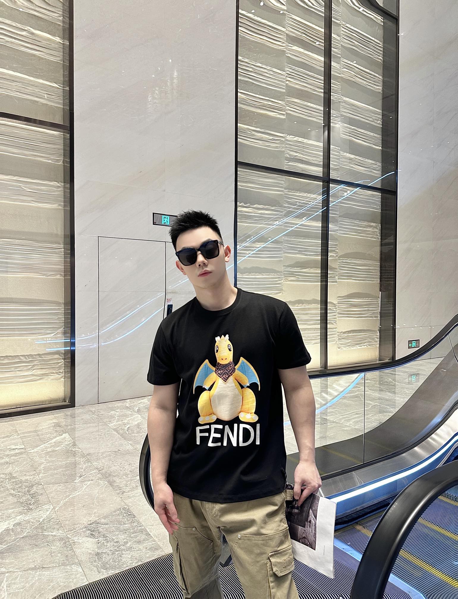 Fendi Ropa Camiseta Igual que el original
 Impresión Manga corta