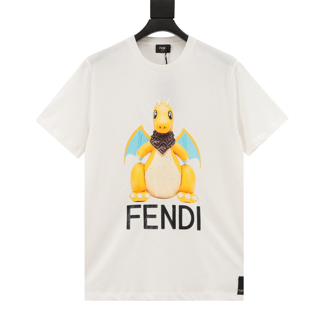 Diseñador de réplica barato
 Fendi Copiar
 Ropa Camiseta Impresión Universal para hombres y mujeres Tejido Colección verano Manga corta