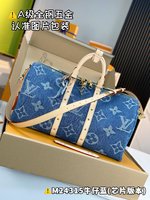 Beste replica 1: 1
 Louis Vuitton LV Keepall Goed
 Denim blauw Canvas Koeienhuid Fashion M24315