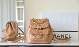 Chanel Duma Bags Backpack Caramel Gold Hardware Calfskin Cowhide Chains