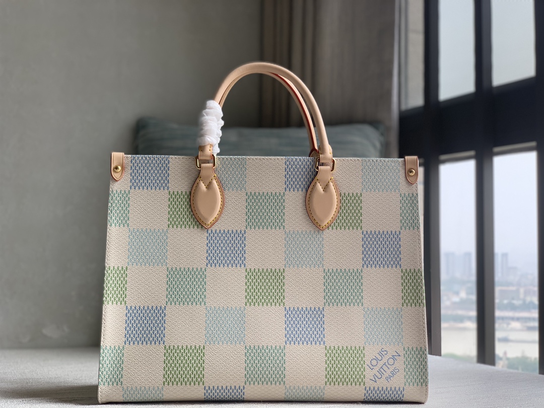 Louis Vuitton LV new products first purchase special supply channel [onthego mm handbag] n40518 plaid shopping bag