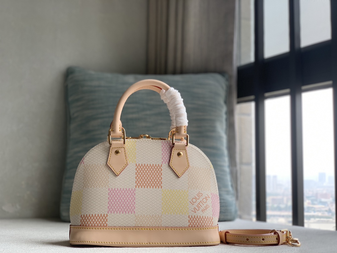 Louis Vuitton LV new products first purchase special supply channel [Alma BB handbag] N40516 pink (lattice) shell bag