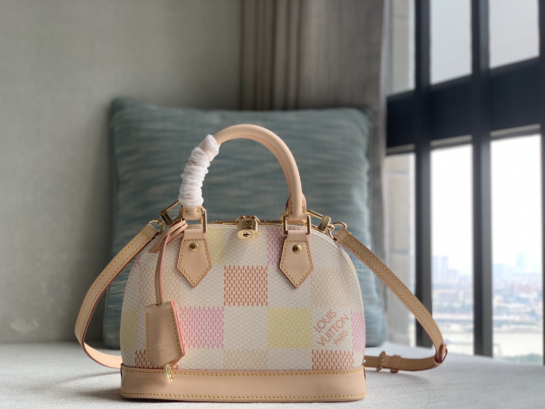 Louis Vuitton LV new products first purchase special supply channel [Alma BB handbag] N40516 pink (lattice) shell bag