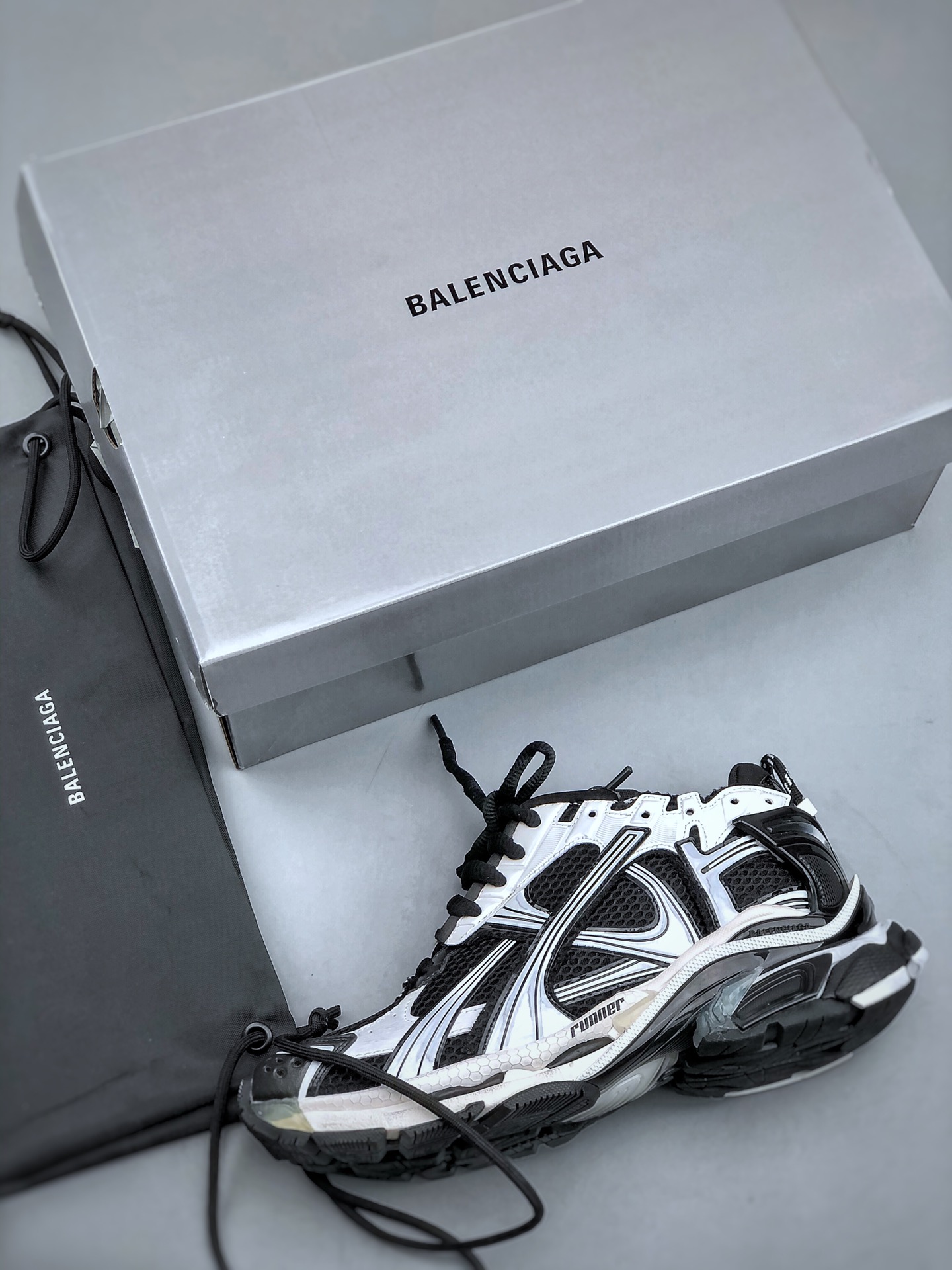 BALENCIAGA Runner Sneaker "Grey/Black/Pink" Low-Top Retro Trail Runner - Shoe 3