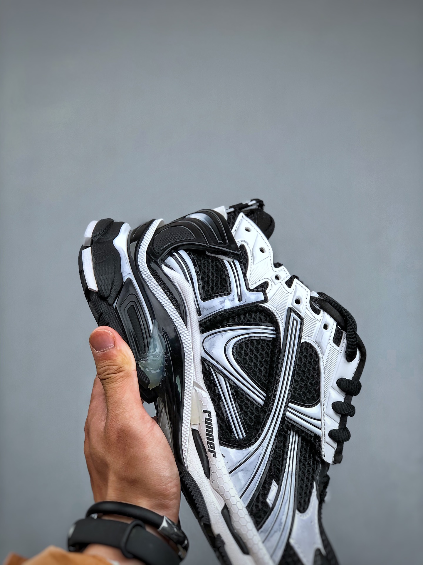 BALENCIAGA Runner Sneaker "Grey/Black/Pink" Low-Top Retro Trail Runner - Shoe 6