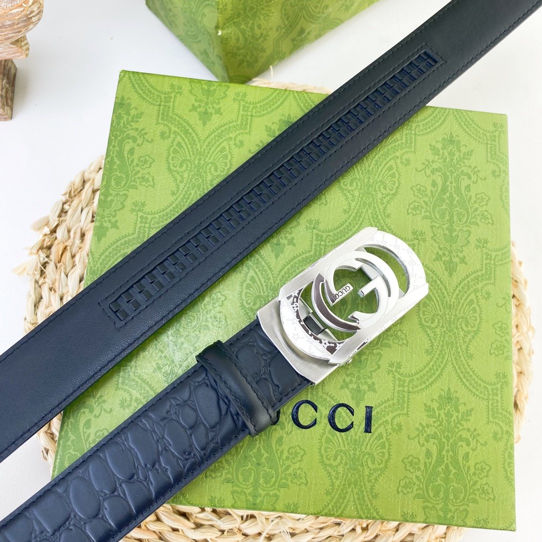 古奇特种皮腰带自动带系列原厂五金精品不锈钢扣手感柔软舒适宽3.5CM