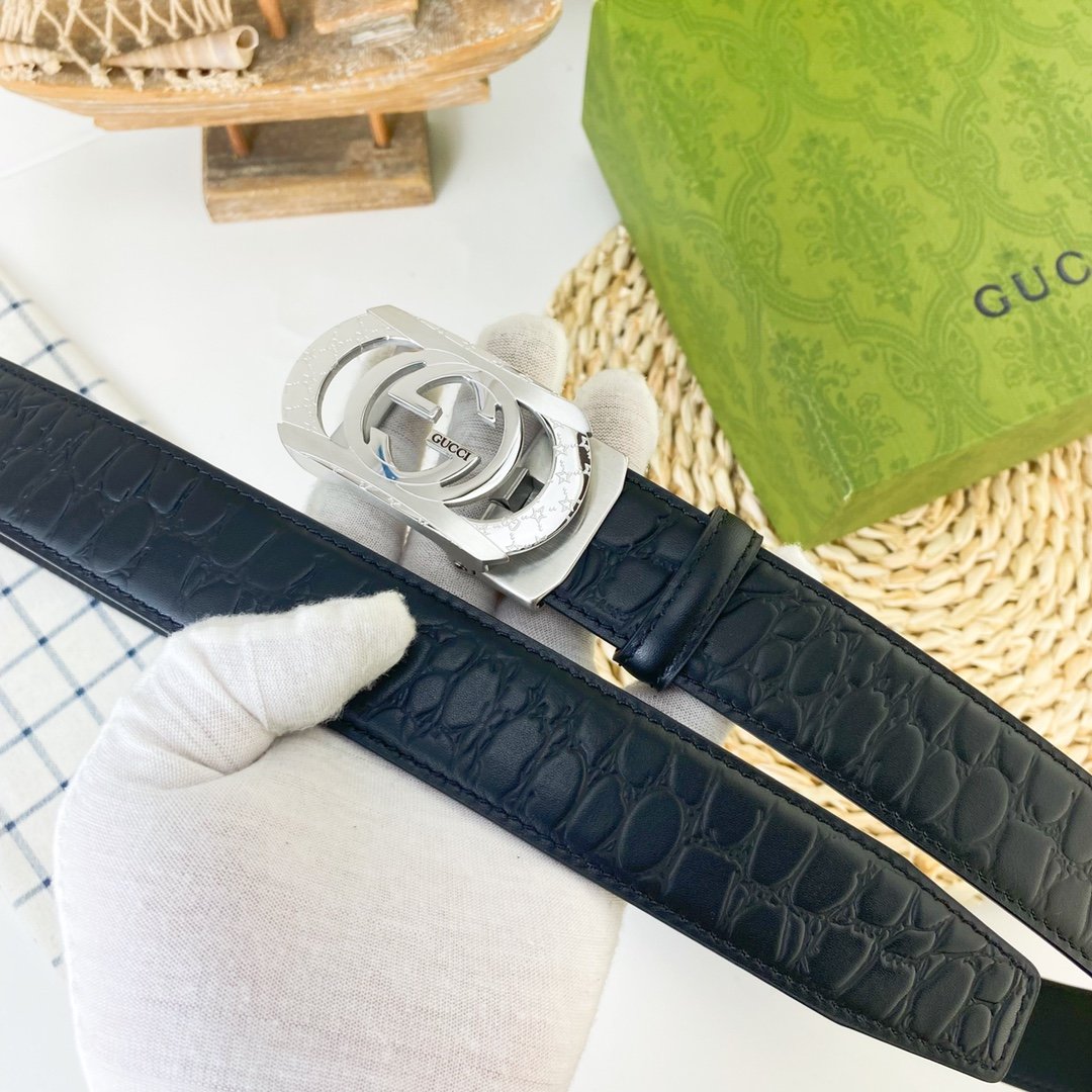古奇特种皮腰带自动带系列原厂五金精品不锈钢扣手感柔软舒适宽3.5CM