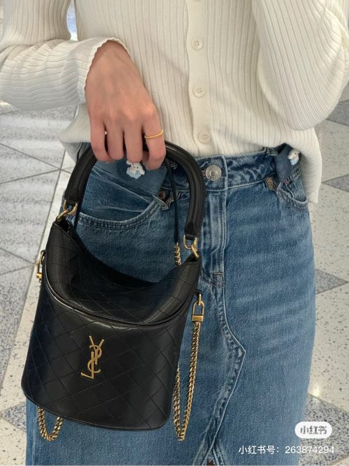 Yves Saint Laurent Gaby Bucket Bag,2024 New Collection, Black Leather 1 Yves Saint Laurent Gaby Bucket Bag,2024 New Collection, Black Leather