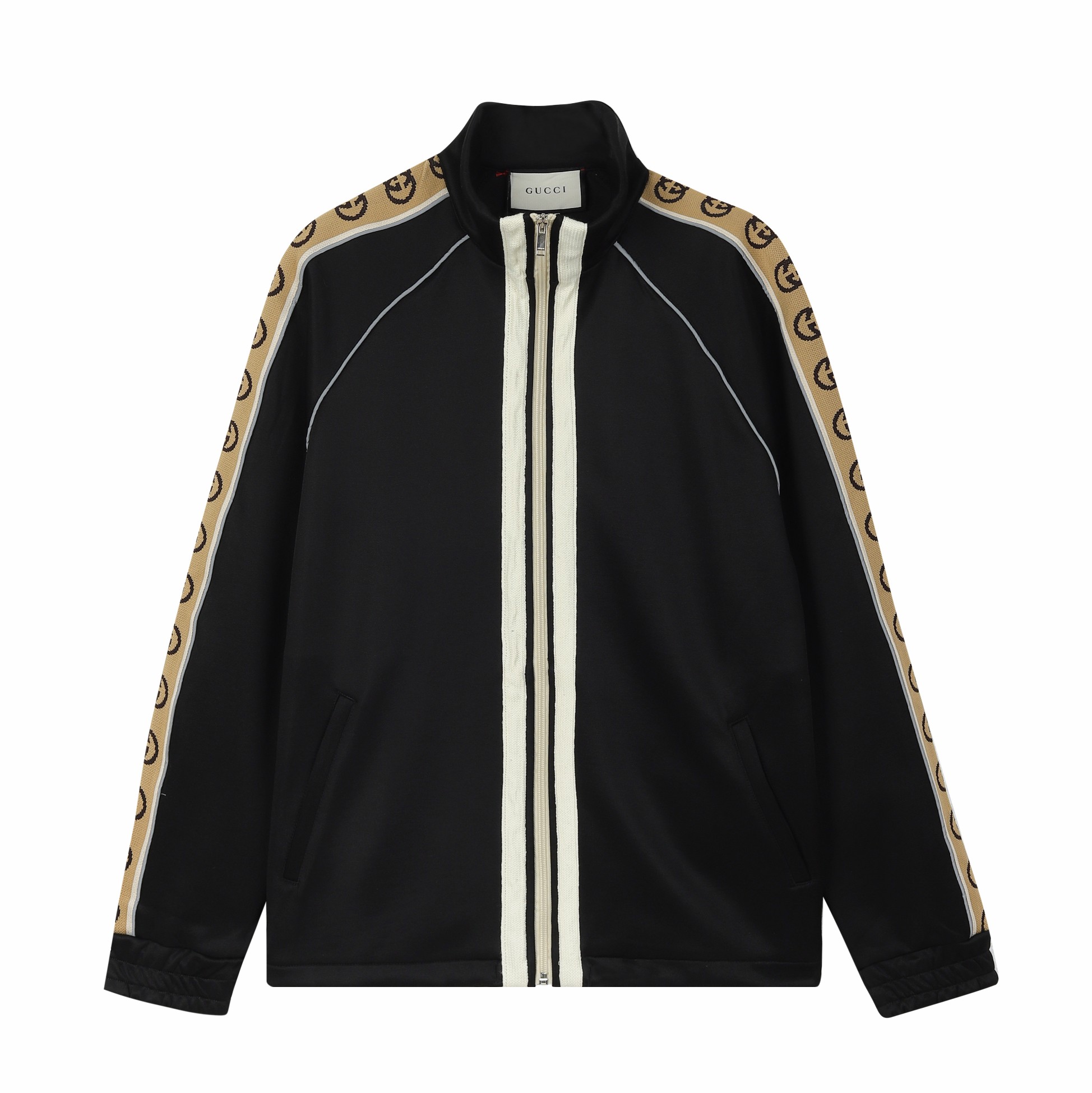 GUCC古*2024SS primavera/verano chaqueta nueva, mangas con cinta doble G clásica, todos los accesorios metálicos personal…