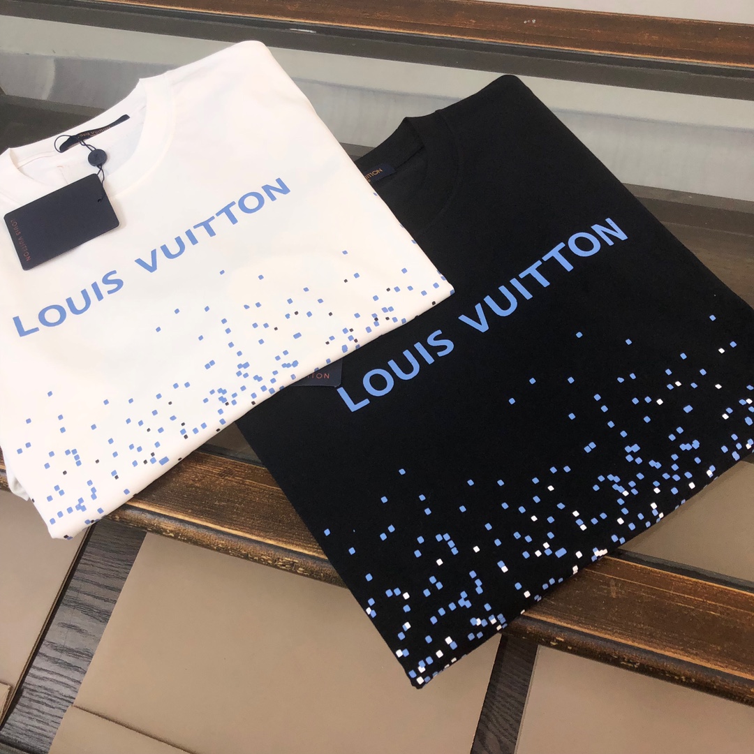 ELouisvuitton/LV路易威登2024春夏最新款星空渐变色短袖T恤男女同款定制专属纯棉面料定制