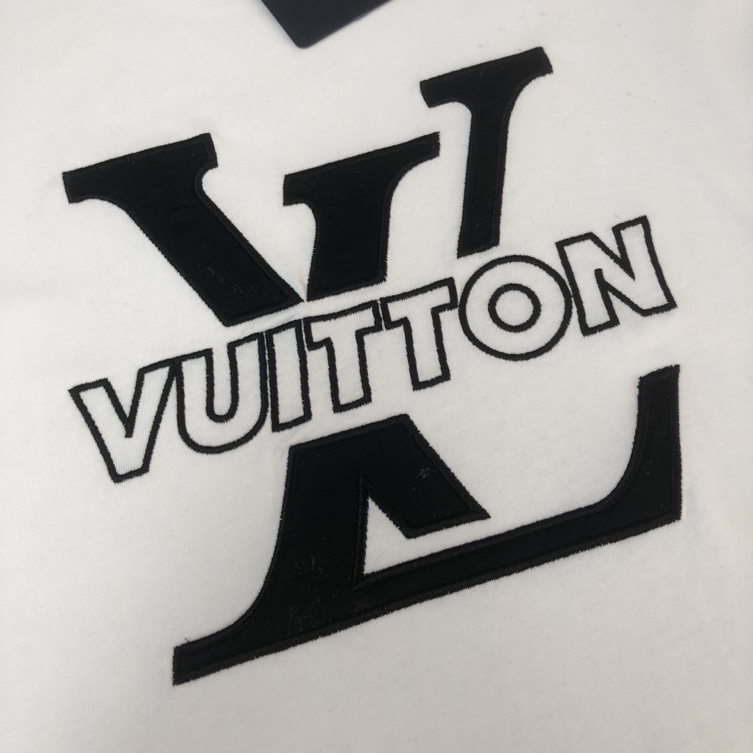 ELouisvuitton/LV2024春夏最新款短袖T恤男女同款定制专属纯棉面料定制原版工艺螺纹胸前立