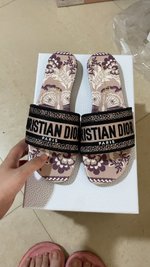 Dior Copy
 Shoes Sandals Slippers Embroidery Cotton Genuine Leather Sheepskin Spring/Summer Collection