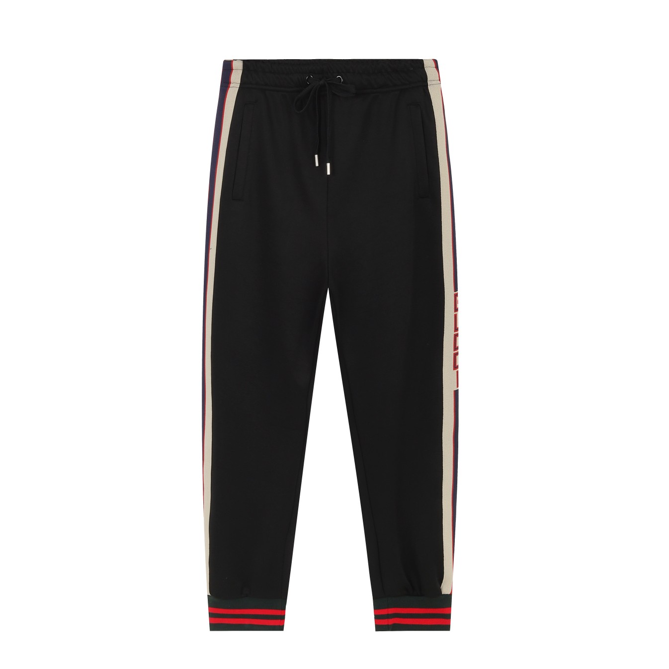 GUCC古*2024SS primavera/verano pantalón nuevo, cintas de rayas con letras a ambos lados, puños con canalé clásico rojo y…