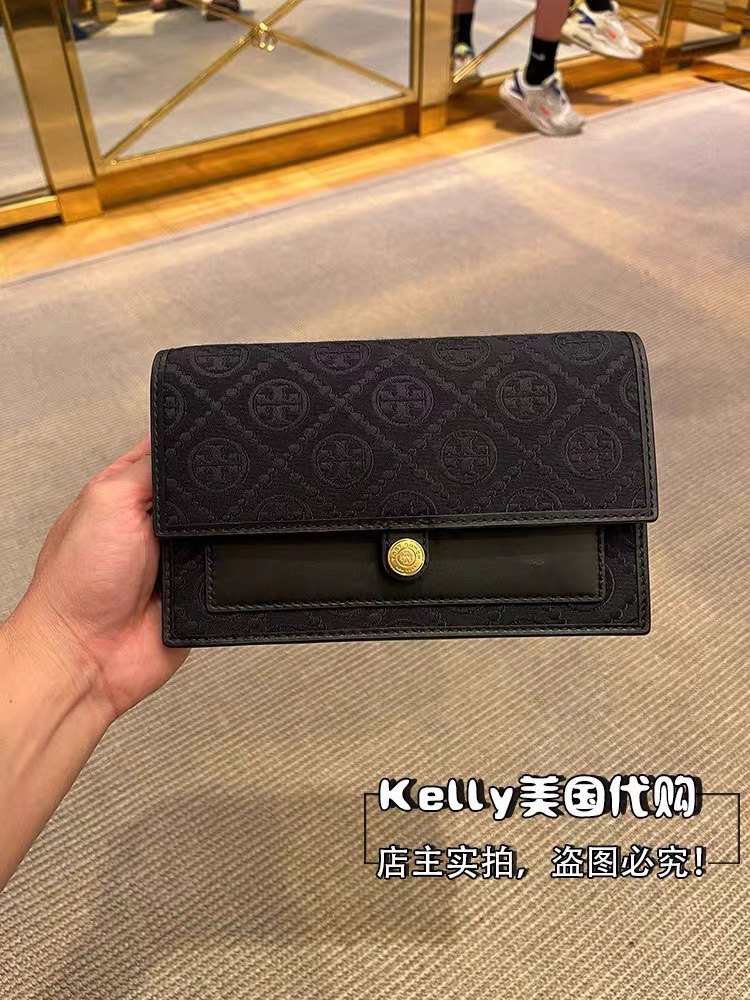 Tory Burch ～Tory Burch23年新款老花单肩信封包 风琴款式 实用百搭 提花面料 精选提花布料