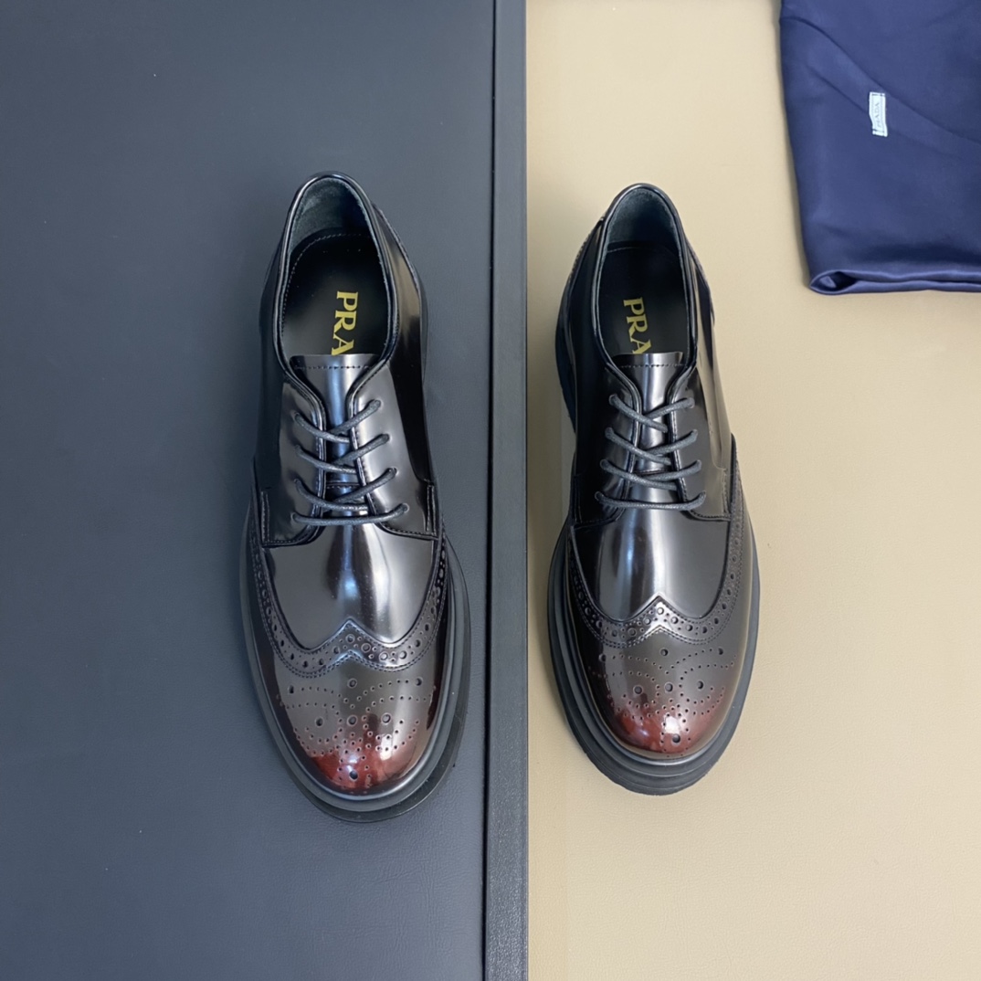 Zapatos sólidos de hombre Prad * Derby tallados ｜ Superficie de piel de vaca con cuentas frotada a mano ｜ Alm…