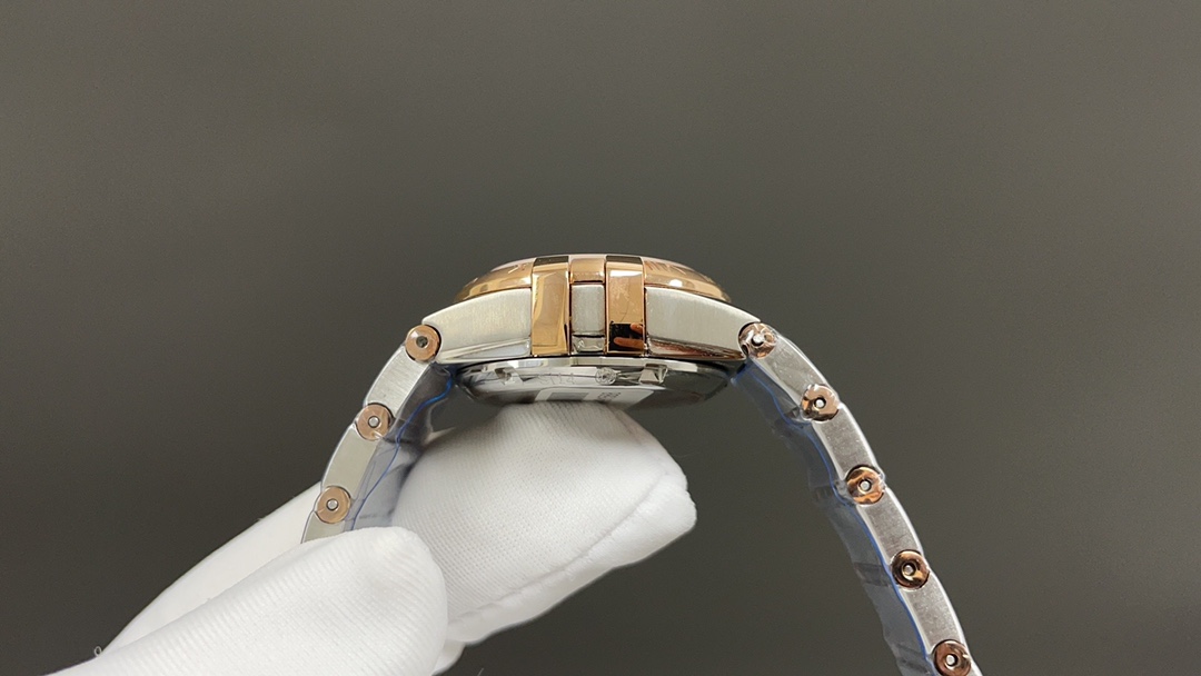 “Omega Constellation Series: 2070 Gold Drill Watch with 8520 Cores and Natural Blue Mother of Pearl Dial” - 图片 7