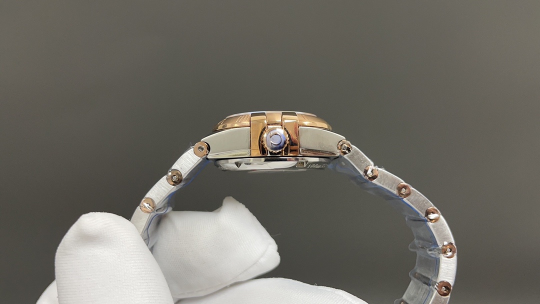 “Omega Constellation Series: 2070 Gold Drill Watch with 8520 Cores and Natural Blue Mother of Pearl Dial” - 图片 6