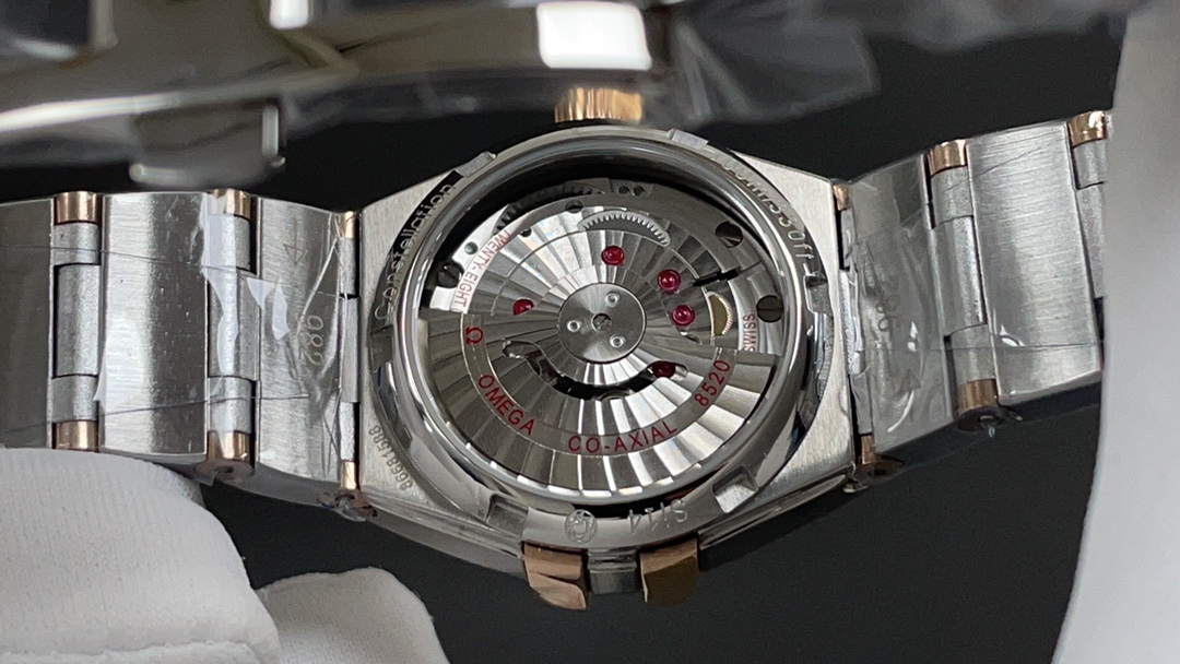 “Omega Constellation Series: 2070 Gold Drill Watch with 8520 Cores and Natural Blue Mother of Pearl Dial” - 图片 8