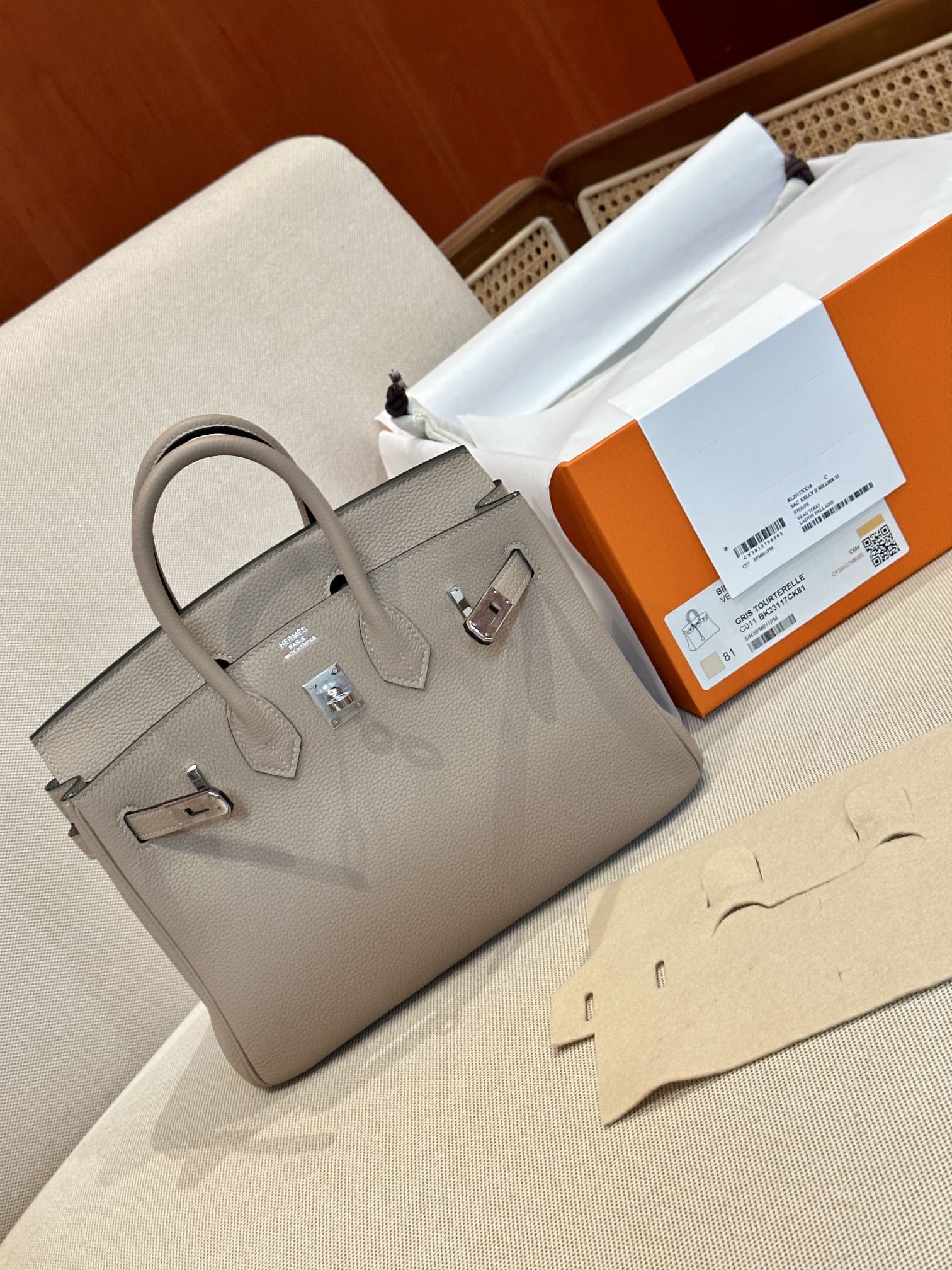 Hermes Birkin Taupe handbag shoulder