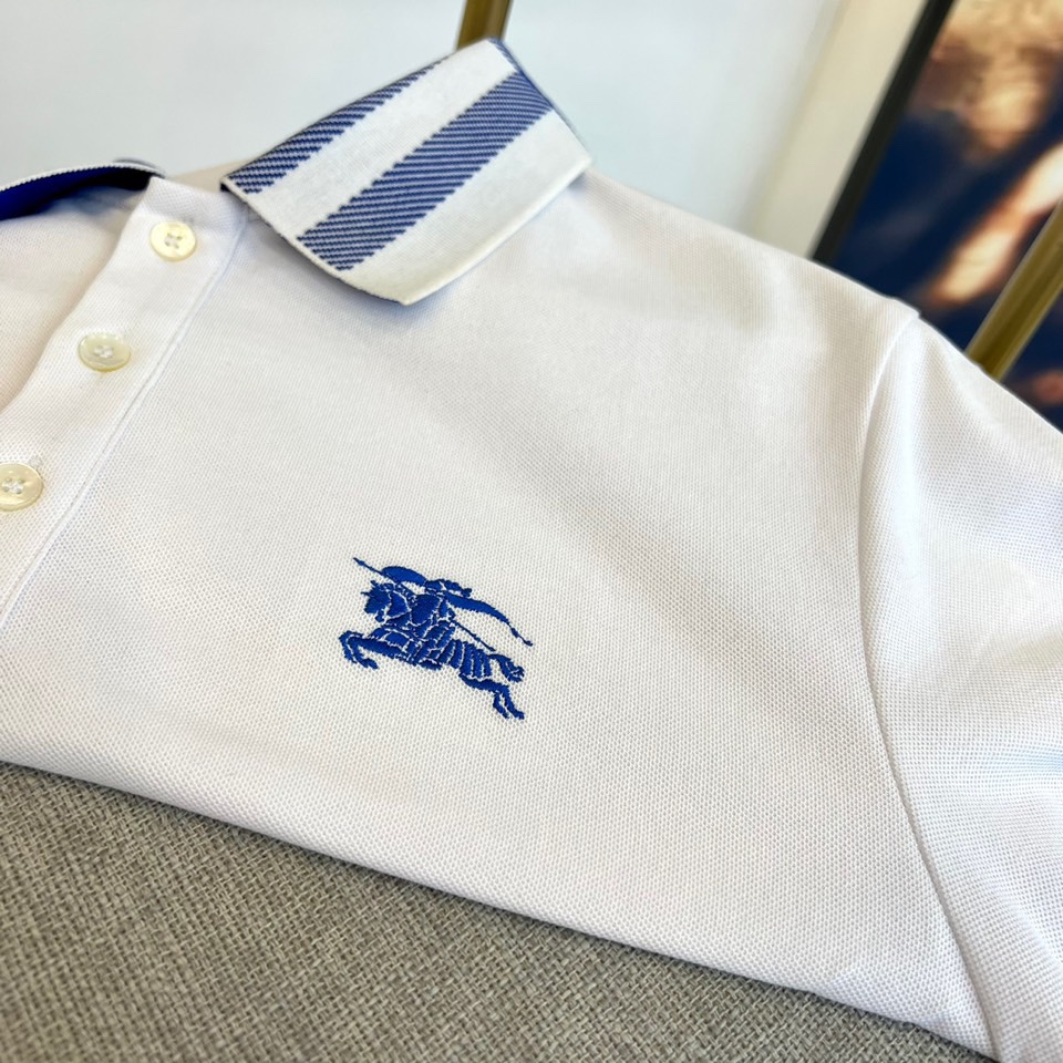 Bur巴宝莉24s新品发售撞色翻领提花的丝光领口和袖口Poloshirt纯原男士商务休闲翻领长袖Polo