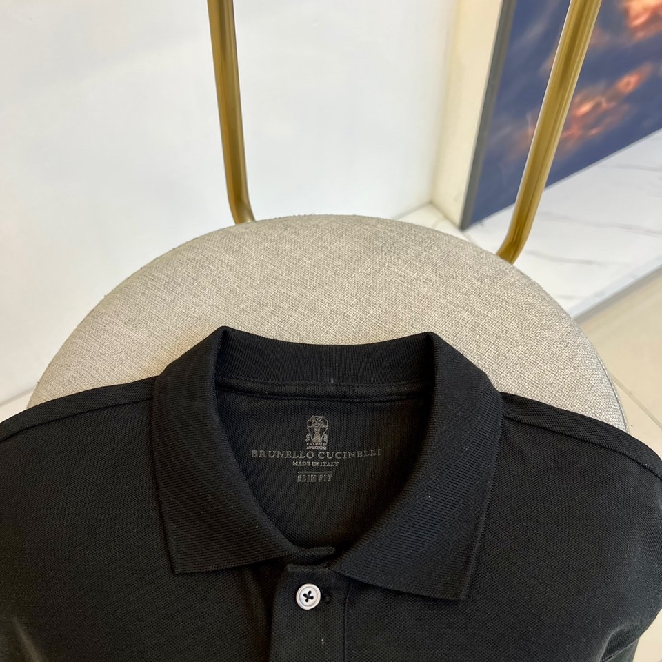 BC-brunellocucinelli24FW新品发售商务休闲男士短袖Polo衫采用液氨双面竖条提花爆