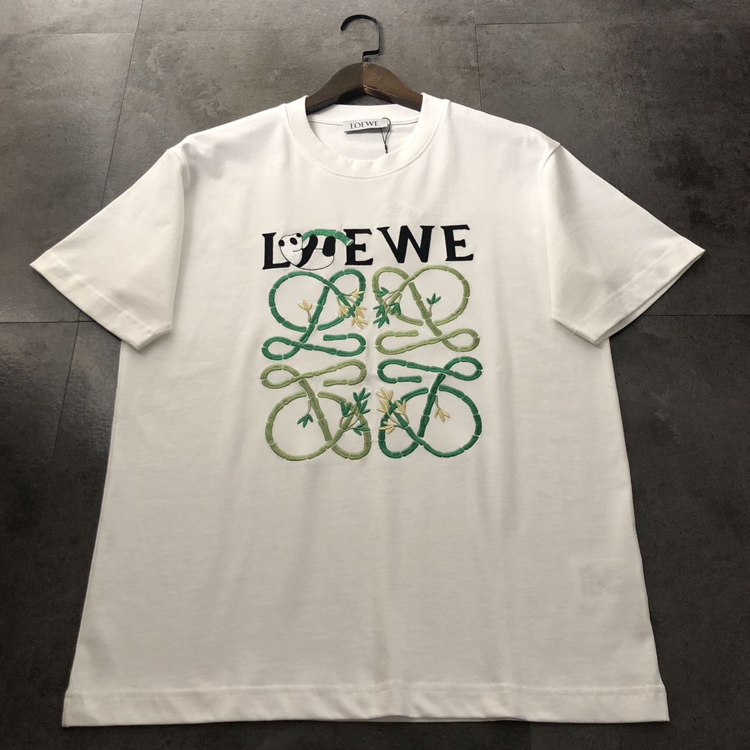 Loewe Clothing T-Shirt Black White Unisex Short Sleeve