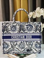 Dior Book Tote Handbags Tote Bags Blue Navy White Embroidery