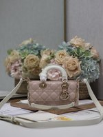 Dior Lady Handbags Crossbody & Shoulder Bags Pink White Sheepskin