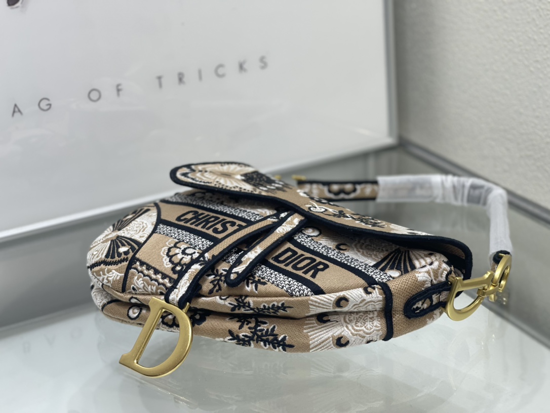Dior 刺绣【 saddle Oblique 限定款 】刺绣 蓝D大号尺寸：25 5 x 20 x 6
