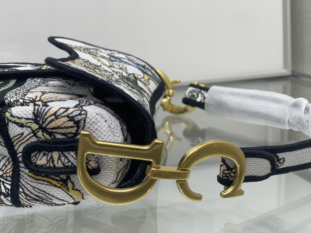 Dior 刺绣【 saddle Oblique 限定款 】刺绣 蓝D大号尺寸：25 5 x 20 x 6