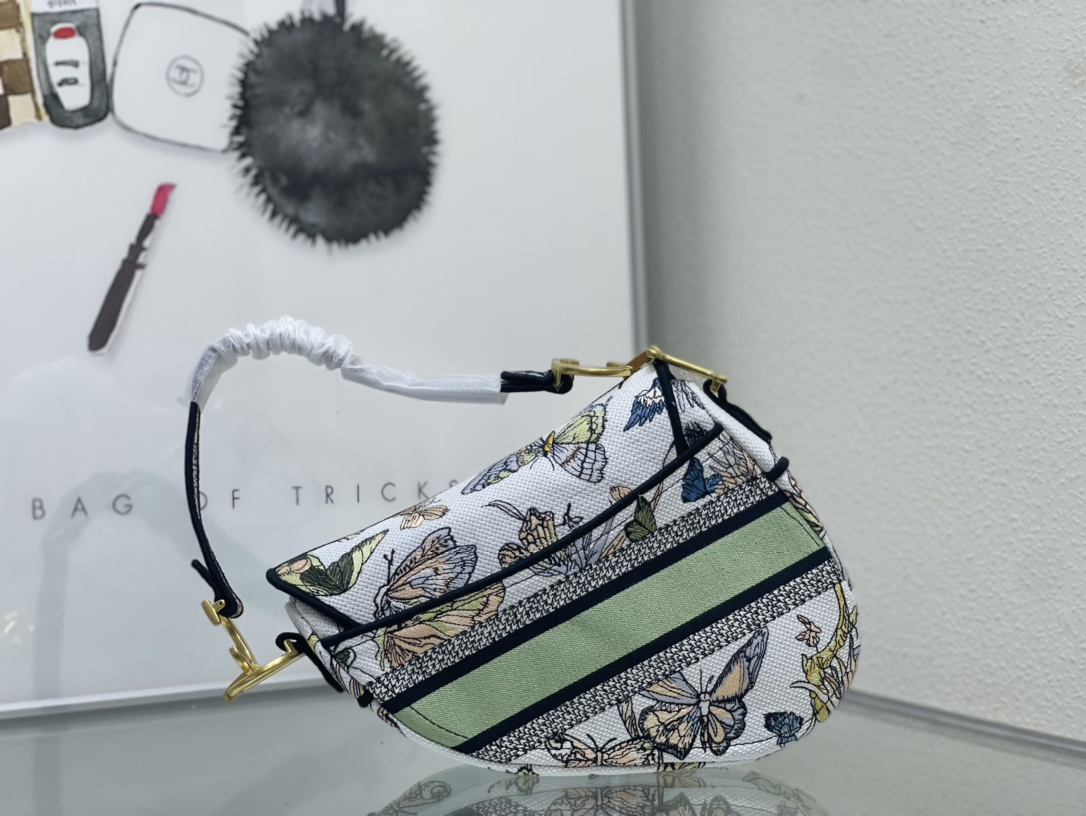 Dior 刺绣【 saddle Oblique 限定款 】刺绣 蓝D大号尺寸：25 5 x 20 x 6