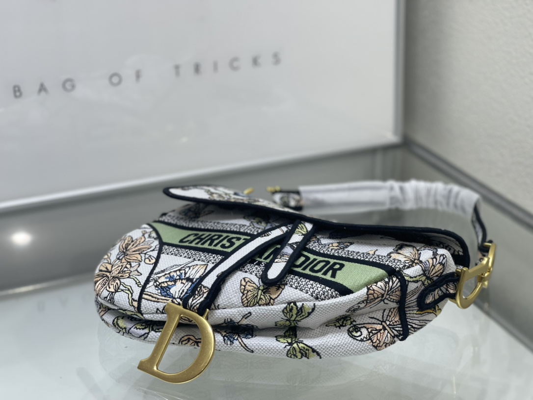 Dior 刺绣【 saddle Oblique 限定款 】刺绣 蓝D大号尺寸：25 5 x 20 x 6