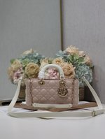 Dior Lady Handbags Crossbody & Shoulder Bags Pink White Sheepskin